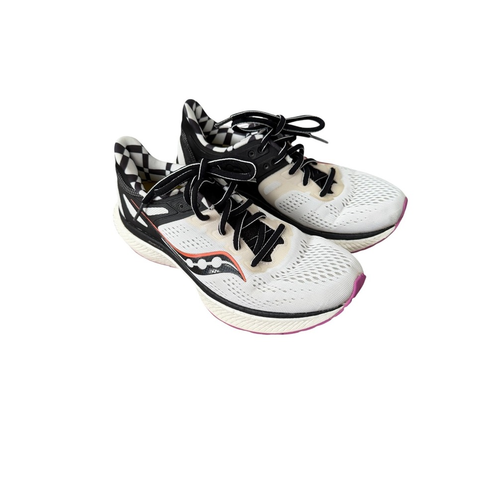 Saucony Hurricane 23 Reverie Womens Running Shoes Sz 7 White Black Lifestyle‎